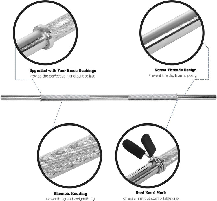 5FT/6FT/7FT Olympic Barbell Bar, Barbell Weight Set for Weightlifting and Power Lifting,Strength Training Workout Equipment with Two Spring Collars for Home Gyme Fitness Power Lifting