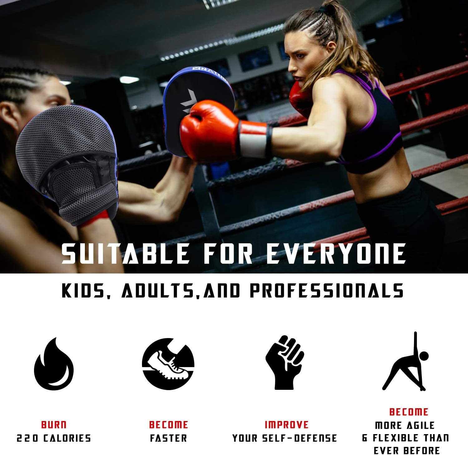 Essential Curved Boxing MMA Punching Mitts Boxing Pads W/Gift Box Hook & Jab Pads MMA Target Focus Punching Mitts Thai Strike Kick Shield for X&