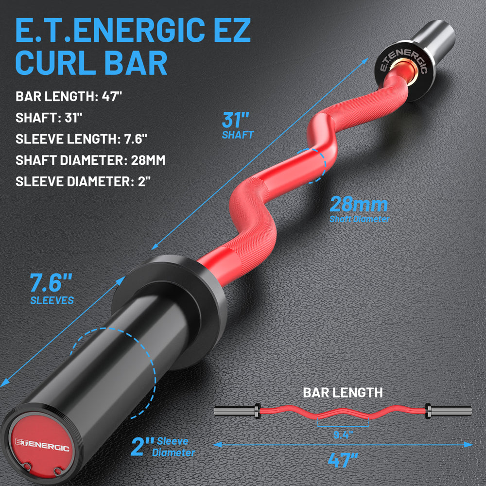 47" Olympic Curl Bar for Weightlifting and Power Lifting Weight Barbell 500 Lb Capacity