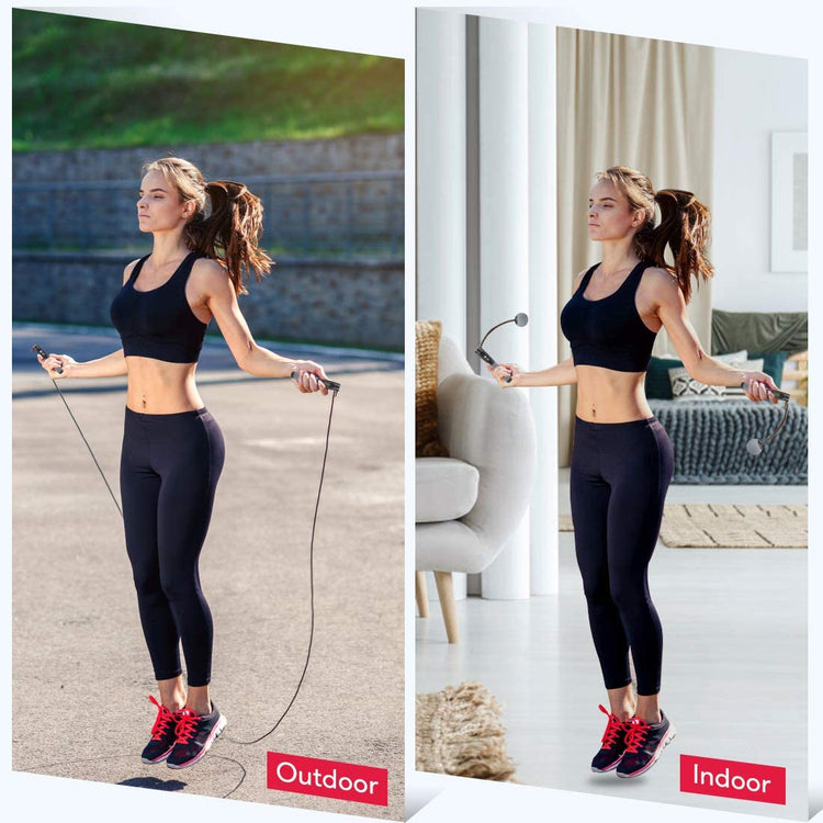 Jump Rope, Weighted Jump Rope for Fitness, Skipping Rope with Counter - Heavy Handles, Adjustable Length - Cordless Jumping Rope for Men Women Kids Fitness Exercise Training