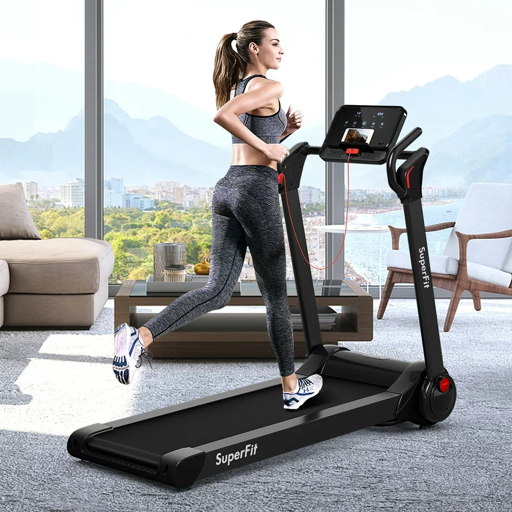 Superfit Folding 2.25HP Electric Treadmill Running Machine APP Control Bluetooth White