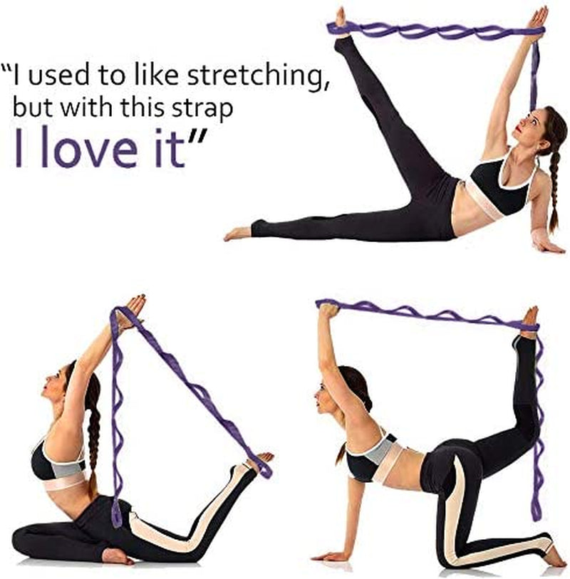 12 Loops Yoga Stretch Strap for Physical Therapy with Exercise Instruction