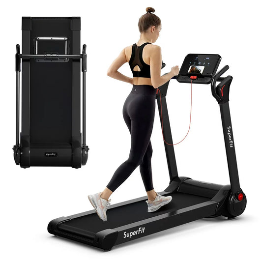 Superfit Folding 2.25HP Electric Treadmill Running Machine APP Control Bluetooth White