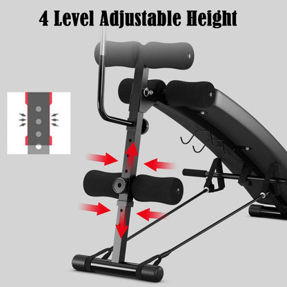 Adjustable Incline Curved Workout Fitness Sit up Bench with Speed Ball 2 Straps