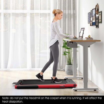 Superfit up to 7.5MPH 2.25HP 2 in 1 Dual Display Screen Folding Treadmill Jogging Machine W/APP Control Red