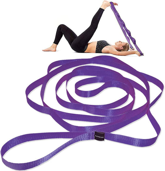 12 Loops Yoga Stretch Strap for Physical Therapy with Exercise Instruction