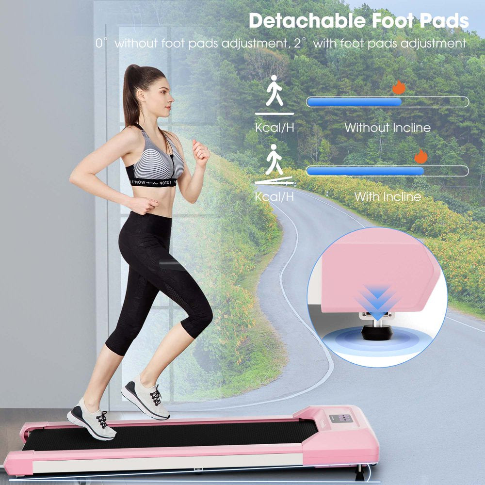 Superfit 0.6-3.8MPH Walking Pad under Desk Treadmill with Remote Control and LED Display Pink