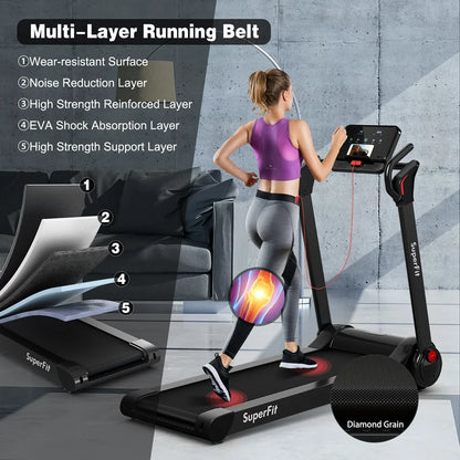 Superfit Folding 2.25HP Electric Treadmill Running Machine APP Control Bluetooth White