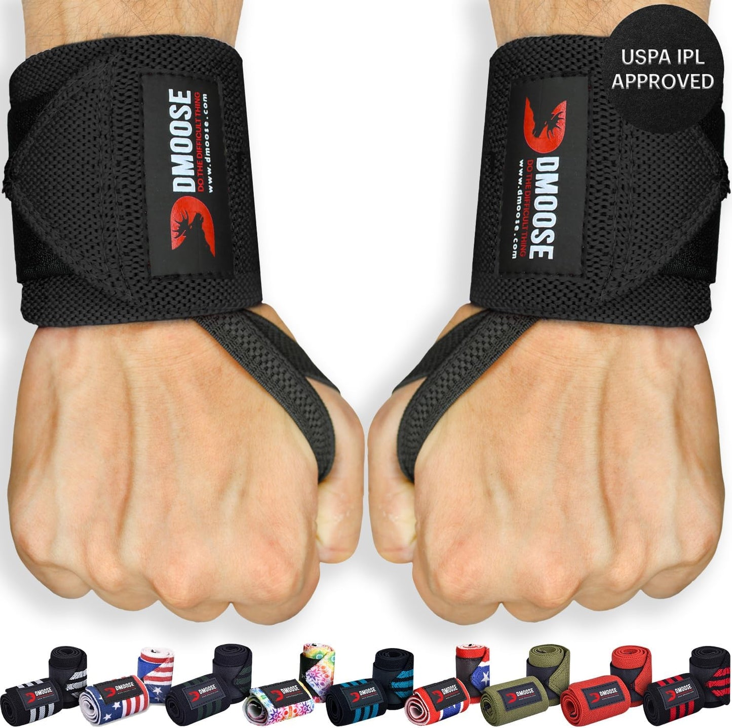 Wrist Wraps, Avoid Injury and Maximize Grip with Thumb Loop, 18" or 12" Gym Straps Pair, Wrist Straps for Weightlifting, Powerlifting, Bench Press, Bodybuilding, Deadlift Straps for Men & Women